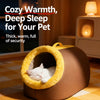 Enclosed Plush Pet Cave Bed with Carry Handle for Small Pets