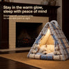 Plaid Semi-Enclosed Pet Tent for Cats and Small Dogs