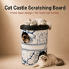 Three-Level Corrugated Cardboard Cat Scratcher House