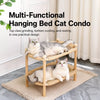 Two-Tier Wooden Cat Bed with Sisal Scratching Pads