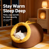 Enclosed Plush Pet Cave Bed with Carry Handle for Small Pets