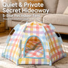 Semi-Enclosed Cat & Dog Tent Bed with Removable Washable Cushion