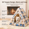 Plaid Semi-Enclosed Pet Tent for Cats and Small Dogs