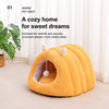 Enclosed Plush Cat Bed with Tunnel Design
