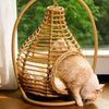 Handwoven Rattan Hanging Basket Cat Bed