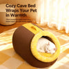 Enclosed Plush Pet Cave Bed with Carry Handle for Small Pets