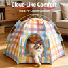 Semi-Enclosed Cat & Dog Tent Bed with Removable Washable Cushion