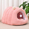 Enclosed Plush Cat Bed with Tunnel Design