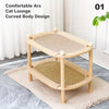 Two-Tier Wooden Cat Bed with Sisal Scratching Pads