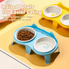 Ceramic Double Cat Bowl Set with Stand for Food & Water