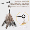 Cat Teaser Wand Toy with Wooden Handle, Feathers and Bell