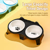 Ceramic Double Cat Bowl Set with Stand for Food & Water