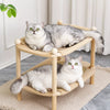 Two-Tier Wooden Cat Bed with Sisal Scratching Pads