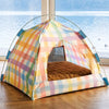 Semi-Enclosed Cat & Dog Tent Bed with Removable Washable Cushion