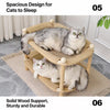 Two-Tier Wooden Cat Bed with Sisal Scratching Pads