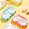 Ceramic Double Cat Bowl Set with Stand for Food & Water