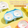 Ceramic Double Cat Bowl Set with Stand for Food & Water