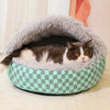 Shell-Style Semi-Enclosed Pet Bed for Cats and Small Dogs