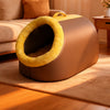 Enclosed Plush Pet Cave Bed with Carry Handle