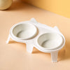 Ceramic Double Cat Bowl Set with Stand for Food & Water