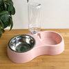 Double Pet Bowl with Water Dispenser for Dogs and Cats