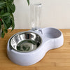 Double Pet Bowl with Water Dispenser for Dogs and Cats