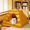Semi-Enclosed Cat & Dog Tent Bed with Removable Washable Cushion