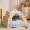 Semi-Enclosed Cat & Dog Tent Bed with Removable Washable Cushion