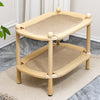 Two-Tier Wooden Cat Bed with Sisal Scratching Pads