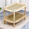 Two-Tier Wooden Cat Bed with Sisal Scratching Pads