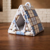 Plaid Semi-Enclosed Pet Tent for Cats and Small Dogs