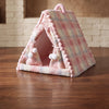 Plaid Semi-Enclosed Pet Tent for Cats and Small Dogs