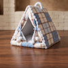Plaid Semi-Enclosed Pet Tent for Cats and Small Dogs