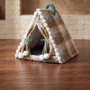 Plaid Semi-Enclosed Pet Tent for Cats and Small Dogs