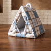 Plaid Semi-Enclosed Pet Tent for Cats and Small Dogs