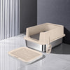 Stainless Steel Open-Top Cat Litter Box with High Sides