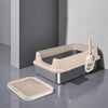 Stainless Steel Open-Top Cat Litter Box with High Sides