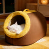 Enclosed Plush Pet Cave Bed with Carry Handle for Small Pets