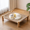 Wicker Cat Bed with Scratching Area