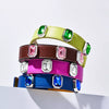 Faux Leather Collar with Gemstone-Inspired Detail for Dogs and Cats