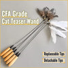 Cat Teaser Wand Toy with Wooden Handle, Feathers and Bell
