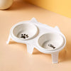 Ceramic Double Cat Bowl Set with Stand for Food & Water