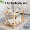 Two-Tier Wooden Cat Bed with Sisal Scratching Pads