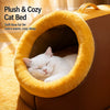 Enclosed Plush Pet Cave Bed with Carry Handle for Small Pets