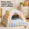 Semi-Enclosed Cat & Dog Tent Bed with Removable Washable Cushion