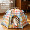 Semi-Enclosed Cat & Dog Tent Bed with Removable Washable Cushion