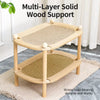 Two-Tier Wooden Cat Bed with Sisal Scratching Pads