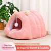 Enclosed Plush Cat Bed with Tunnel Design