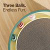 Round Corrugated Cardboard Cat Scratcher with Toy Balls