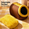 Enclosed Plush Pet Cave Bed with Carry Handle for Small Pets